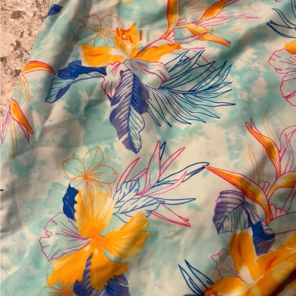 Xhilaration One Piece Swimsuit XL side cleavage floral blue NWT - Picture 2 of 9